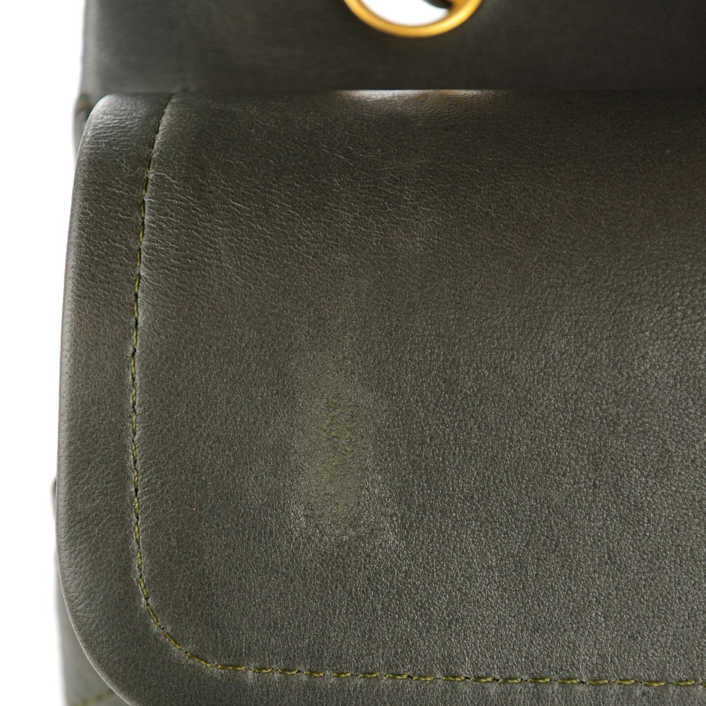 Lambskin Quilted Medium Double Flap Dark Green