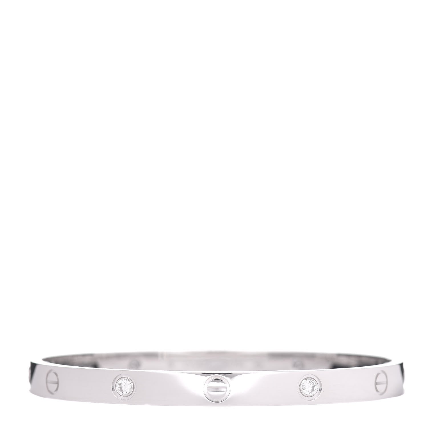 Cartier 18K White Gold 4 Diamond LOVE Bracelet 19 1 of 5