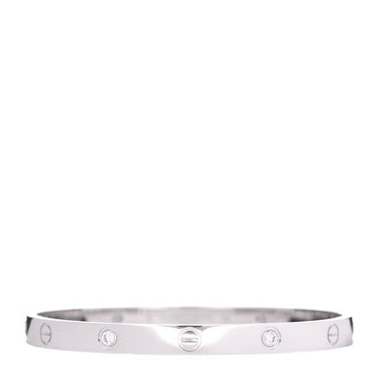 Cartier 18K White Gold 4 Diamond LOVE Bracelet 19 1 of 5