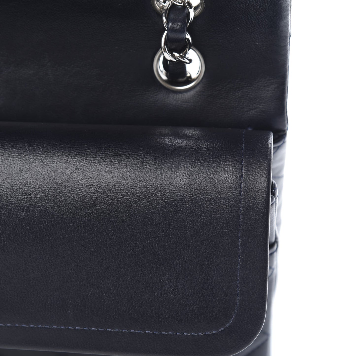 Lambskin Quilted Medium Double Flap Navy