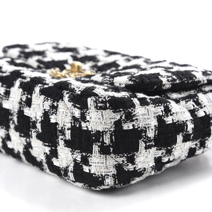 Chanel Tweed Quilted Medium 19 Flap Black Ecru White 7 of 11