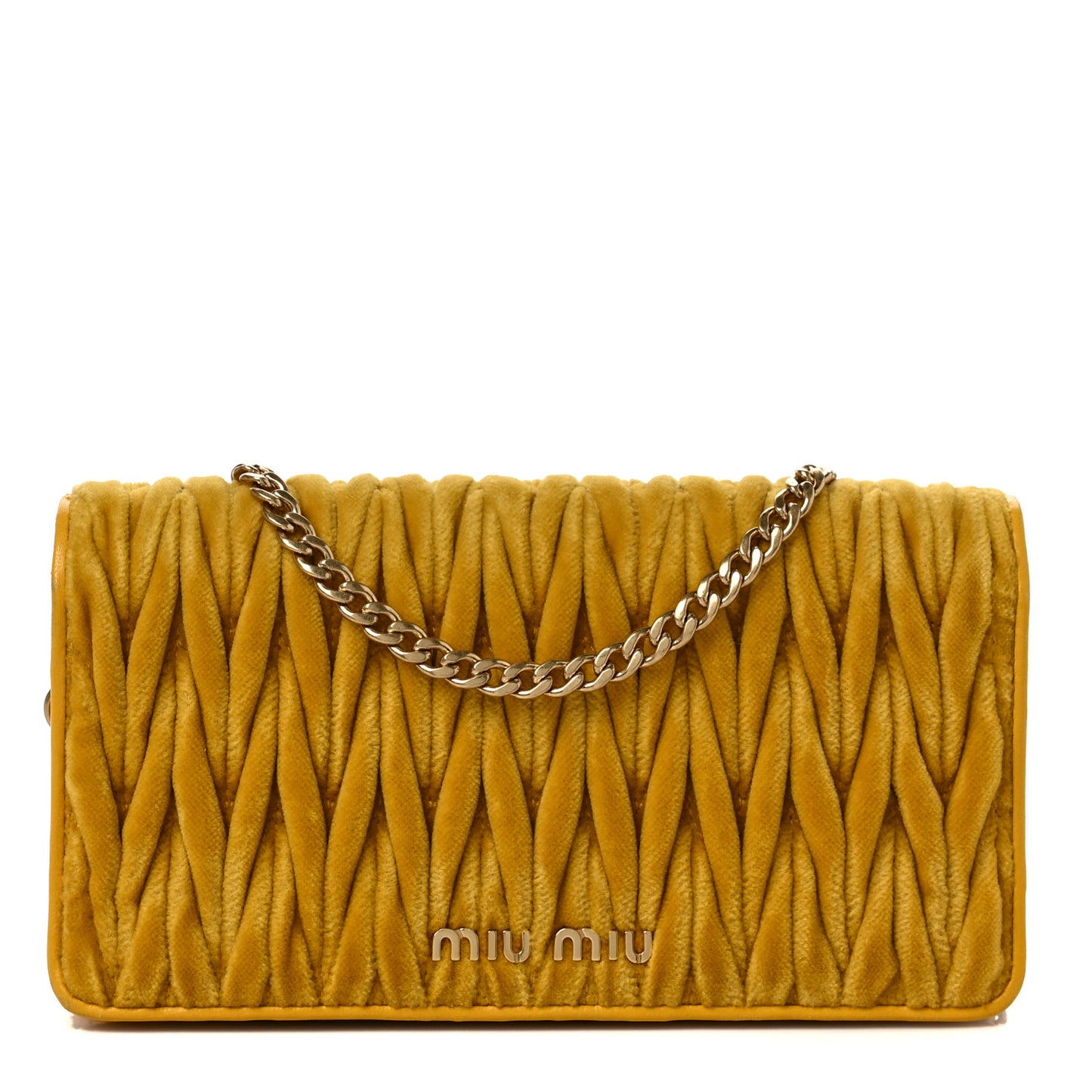 Nappa Velvet Matelasse Wallet On Chain Yellow