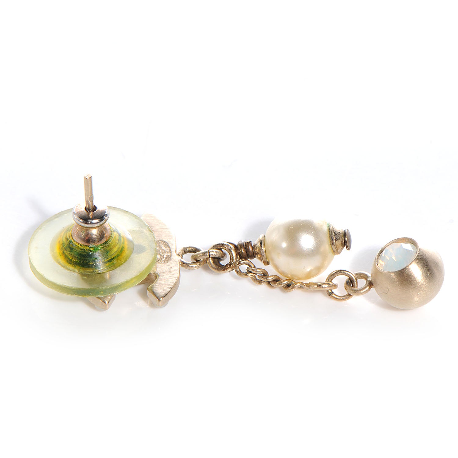 Chanel CC Pearl Tear Drop Clip On Earrings Gold 3 of 5