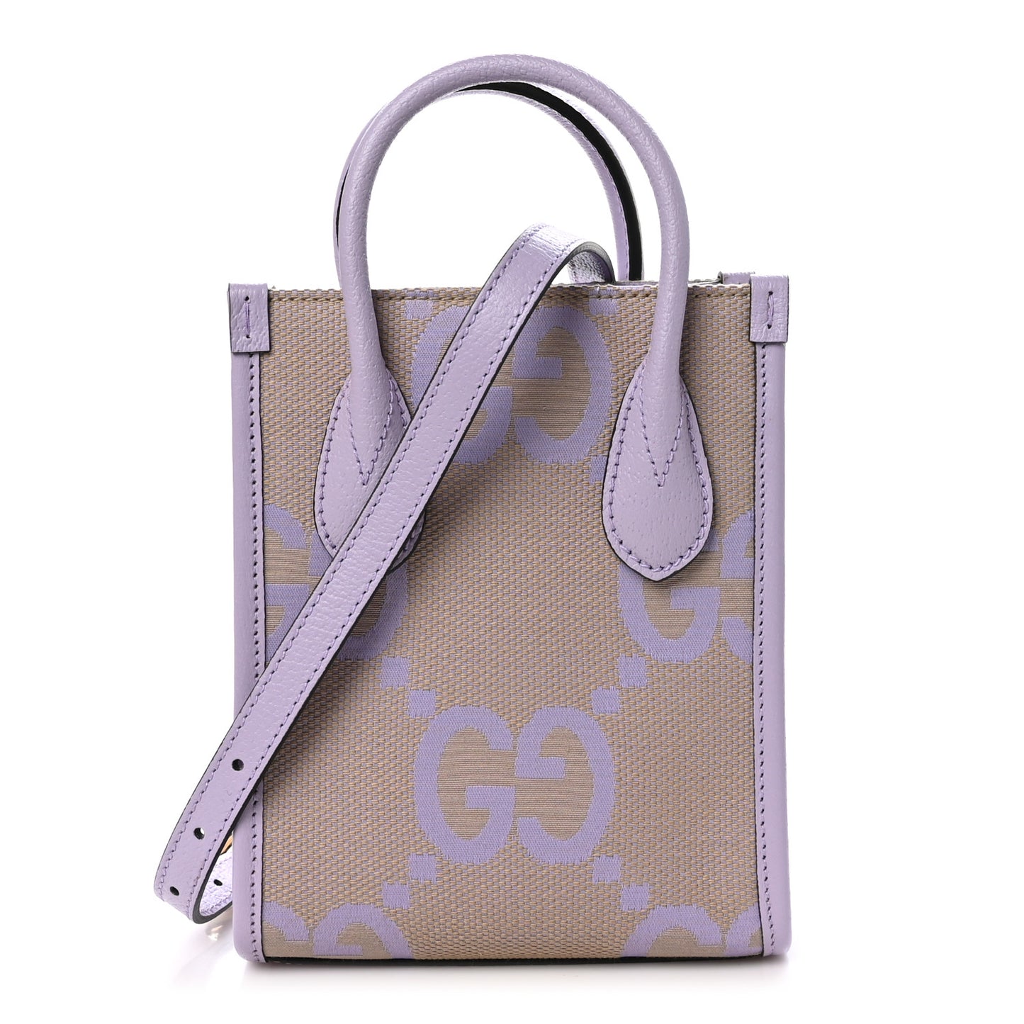 Monogram Jumbo GG Textured Dollar Calfskin Mini Tote Bag Beige Lapis