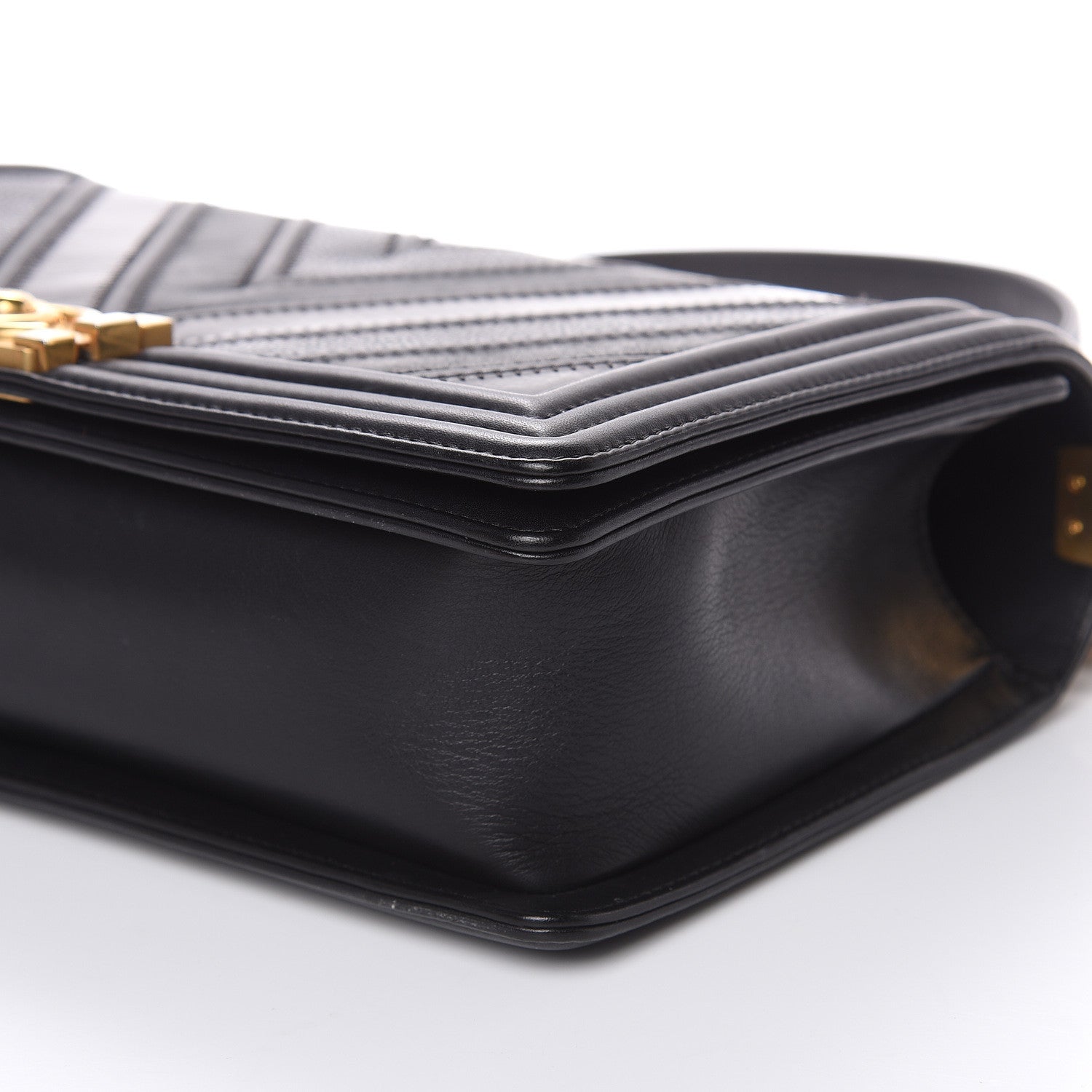 Chanel Calfskin Caviar Suede Chevron New Medium Boy Flap Black 9 of 16