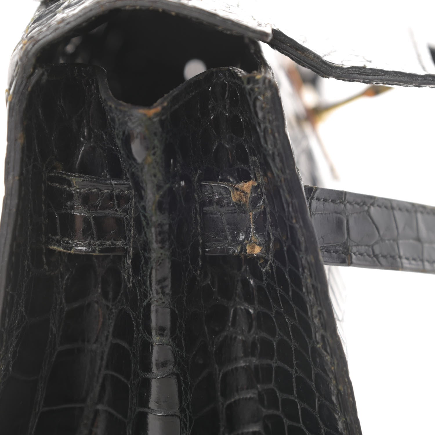 Hermes Shiny Crocodile Kelly Sellier 32 Black 18 of 23