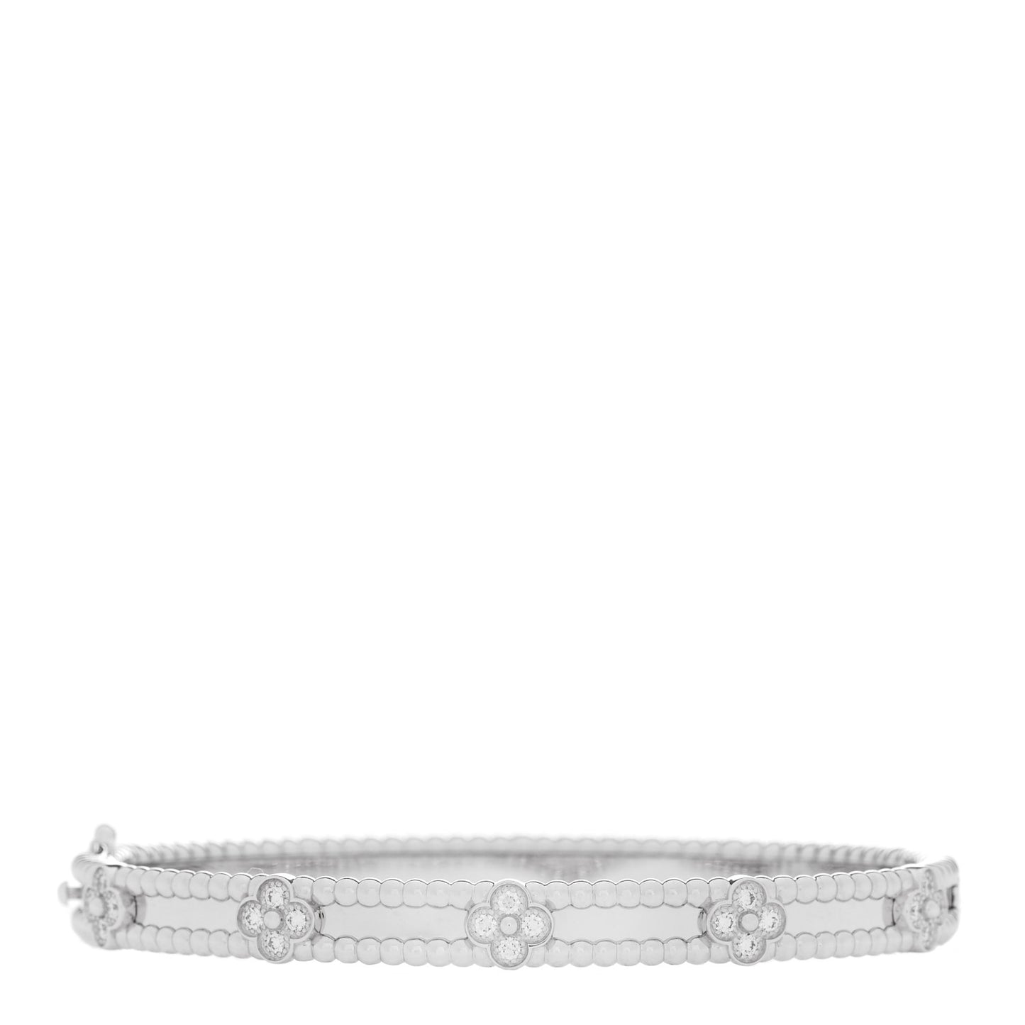 18K White Gold Diamond Perlee Sweet Clovers Bracelet M
