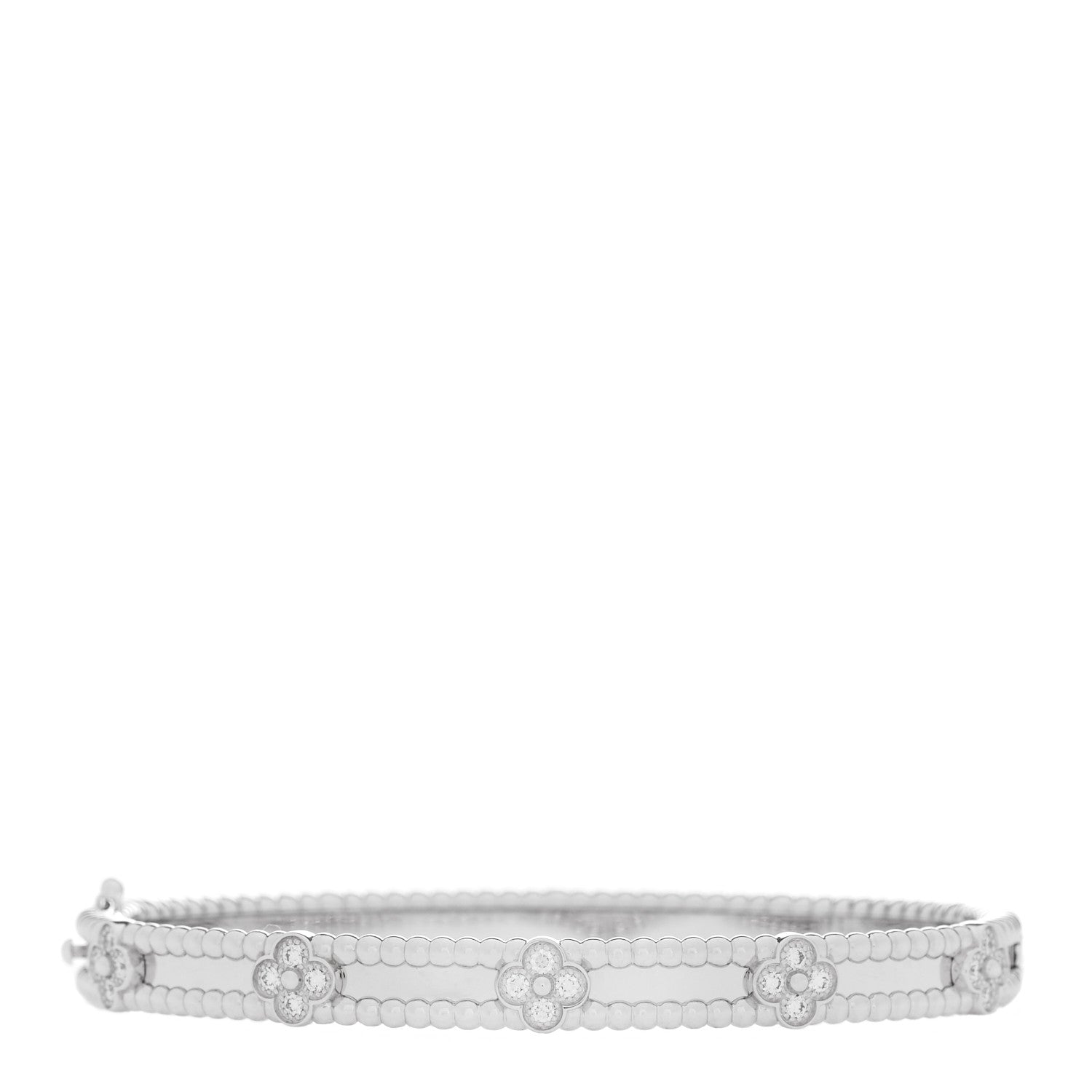 Van Cleef & Arpels 18K White Gold Diamond Perlee Sweet Clovers Bracelet M 1 of 4