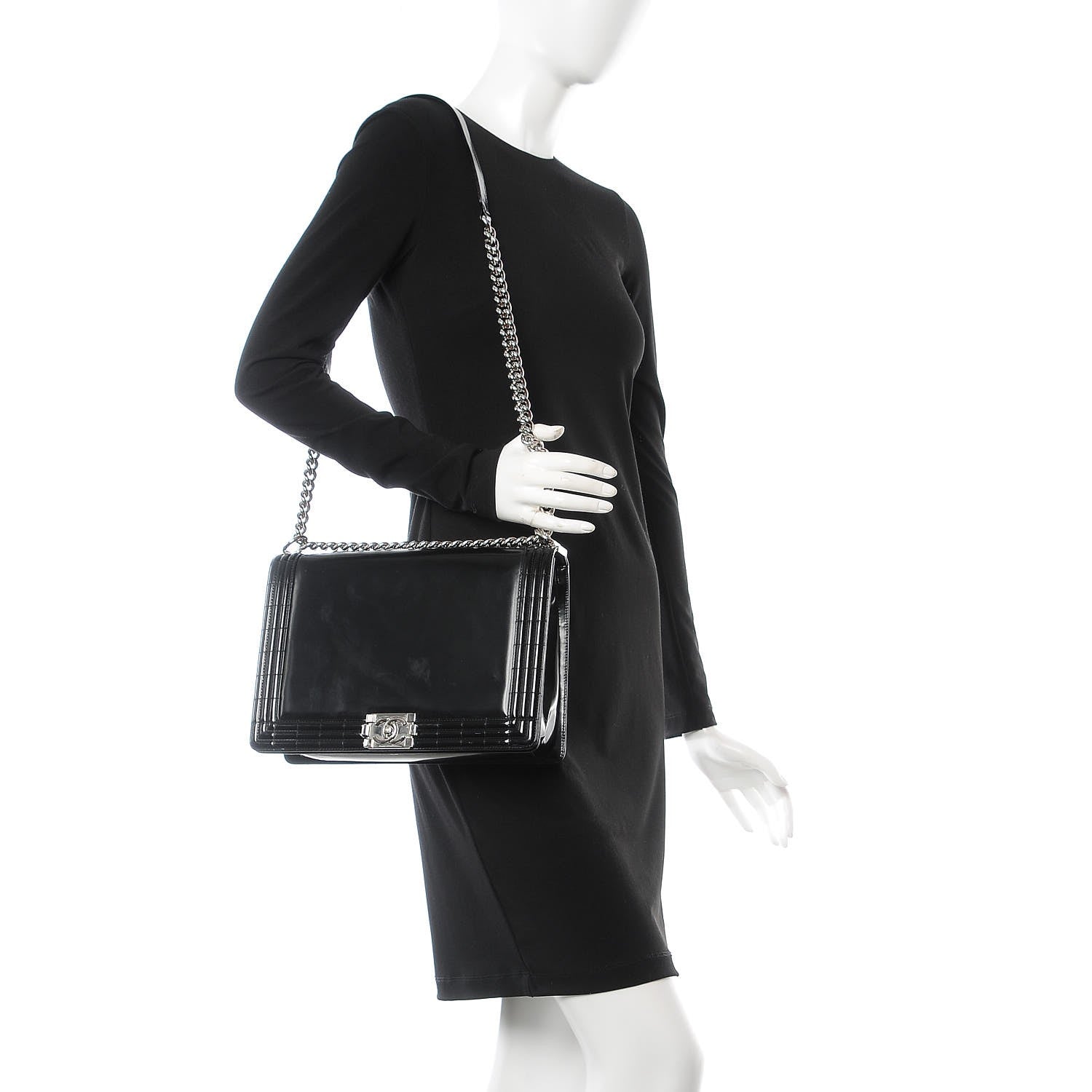 Chanel Glazed Calfskin Large Boy Flap Black 2 of 10