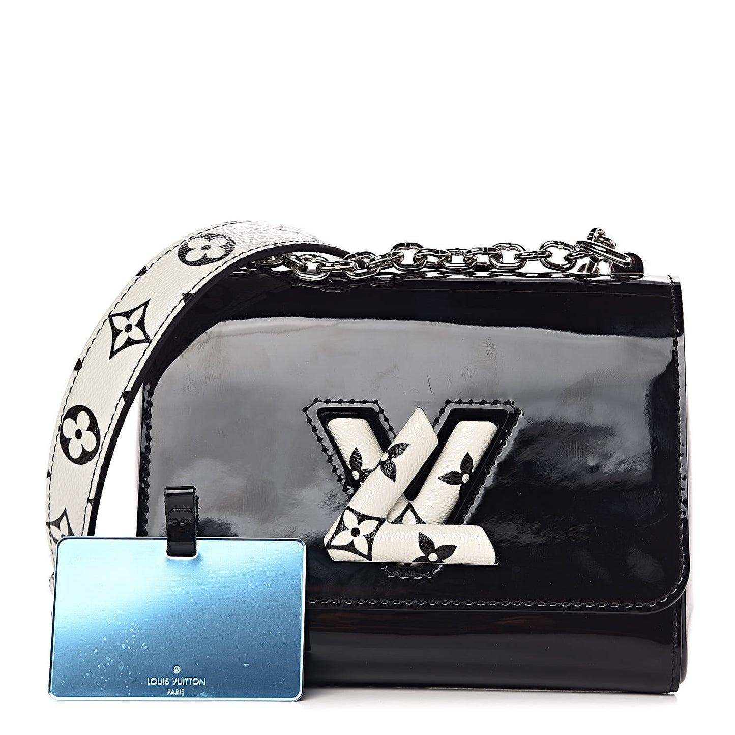 Patent Monogram Twist Shoulder Bag PM Black