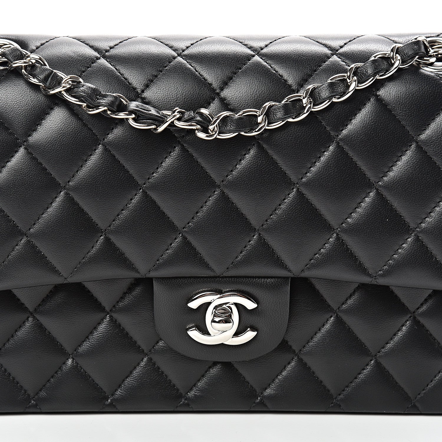 Chanel Lambskin Quilted Medium Double Flap Black 7 of 13