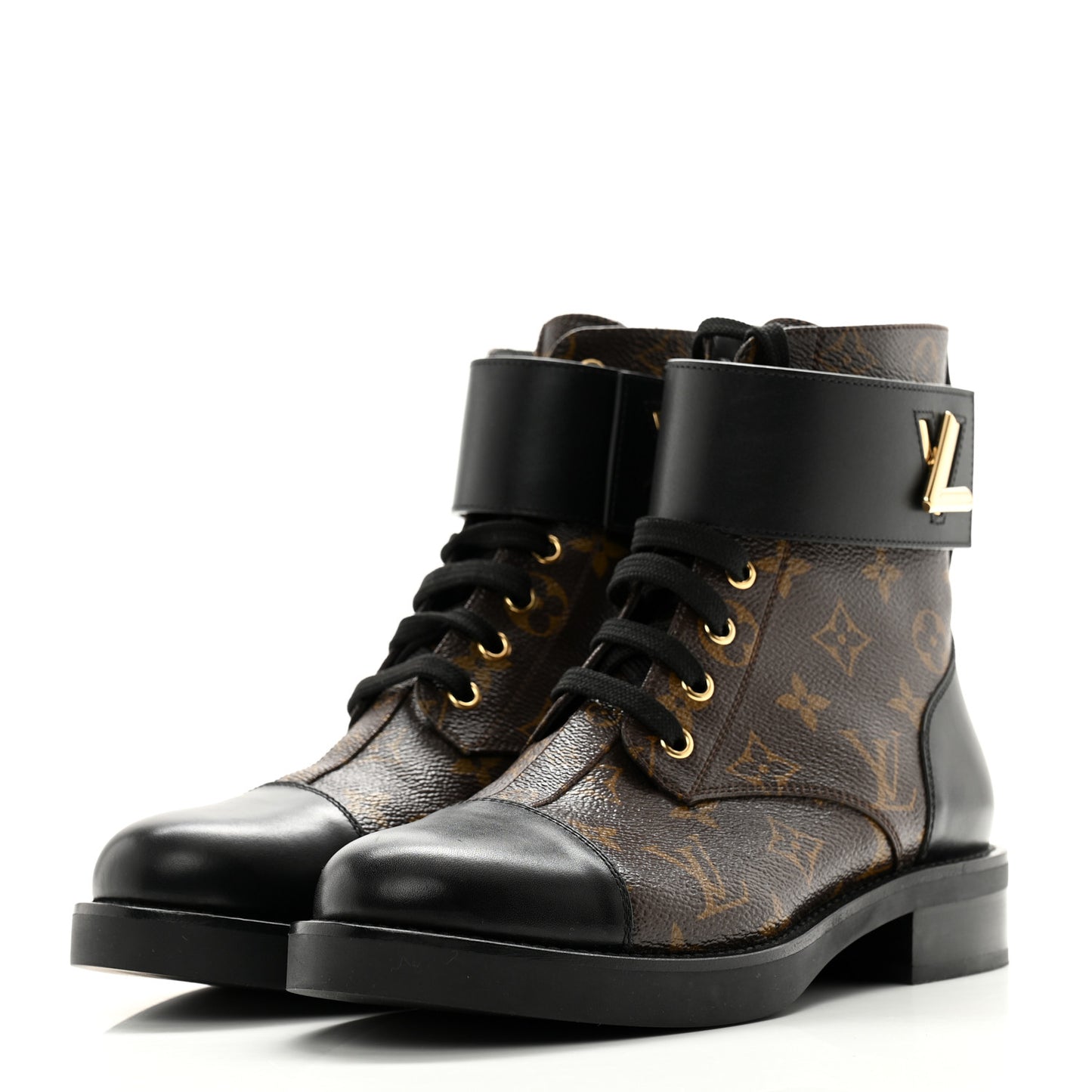 Calfskin Monogram Wonderland Flat Ranger Boots 38 Black