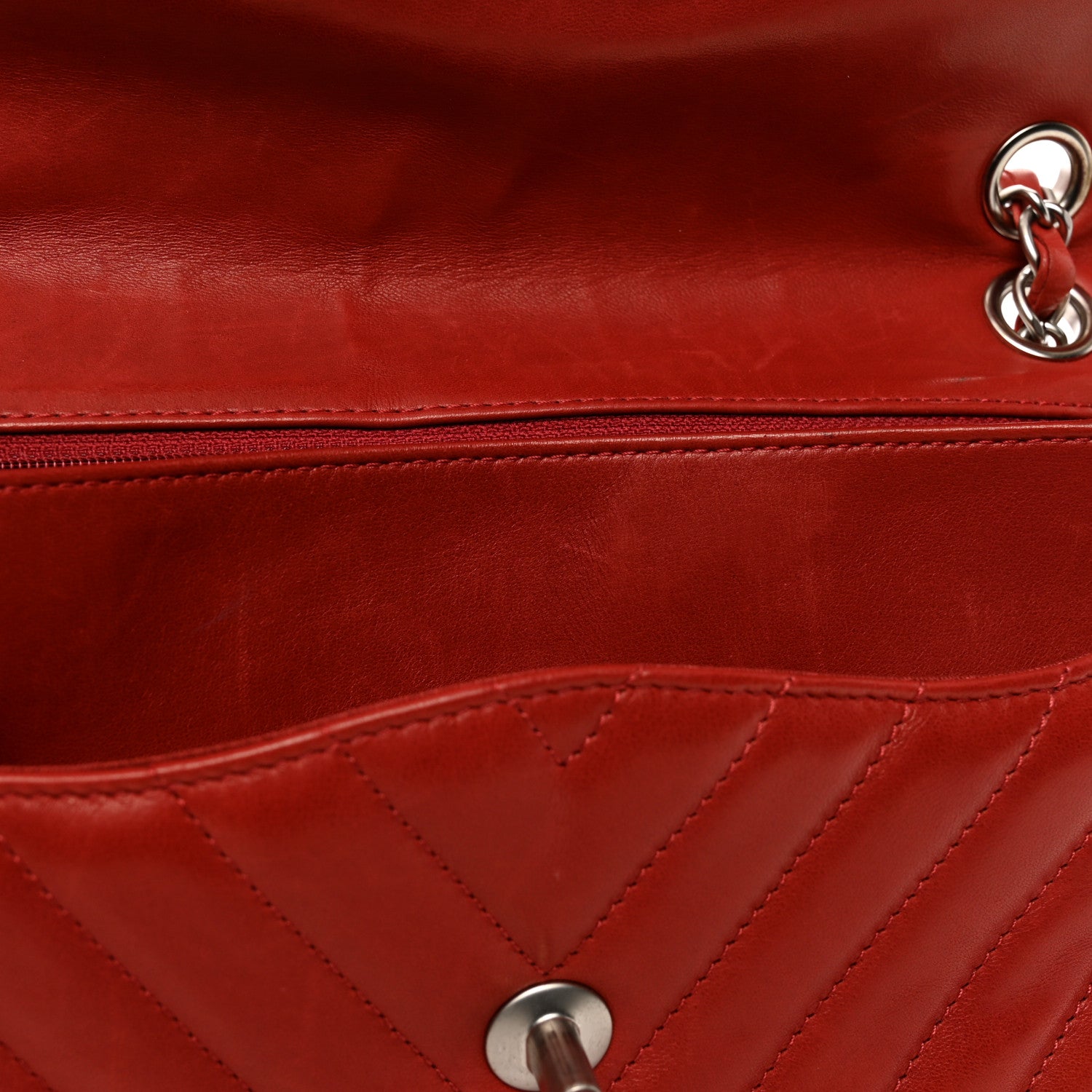 Chanel Lambskin Chevron Medium Leo Lion Flap Red 8 of 10