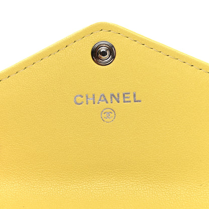 Chanel Lambskin Chevron Quilted Card Holder Yellow 6 of 9