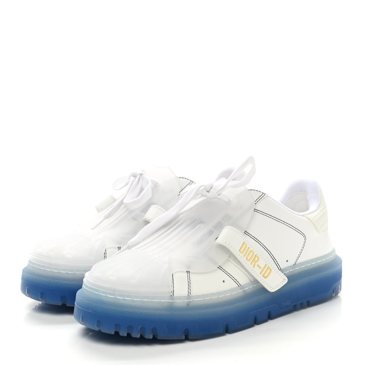 Calfskin Clear Rubber Dior-ID Platform Sneakers 36 White Deep Blue