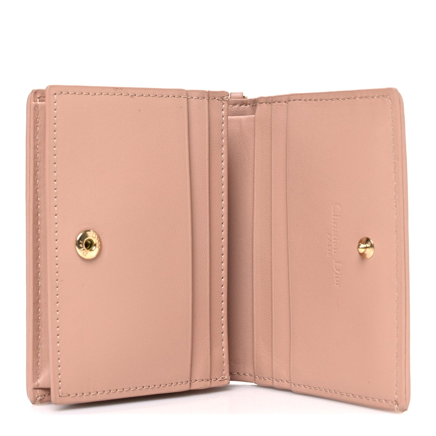 Christian Dior Lambskin Cannage Mini Lady Dior Wallet Rose Des Vents 5 of 7