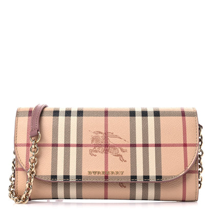 Burberry Haymarket Check Henley Wallet On Chain Dusty Pink 1 of 15