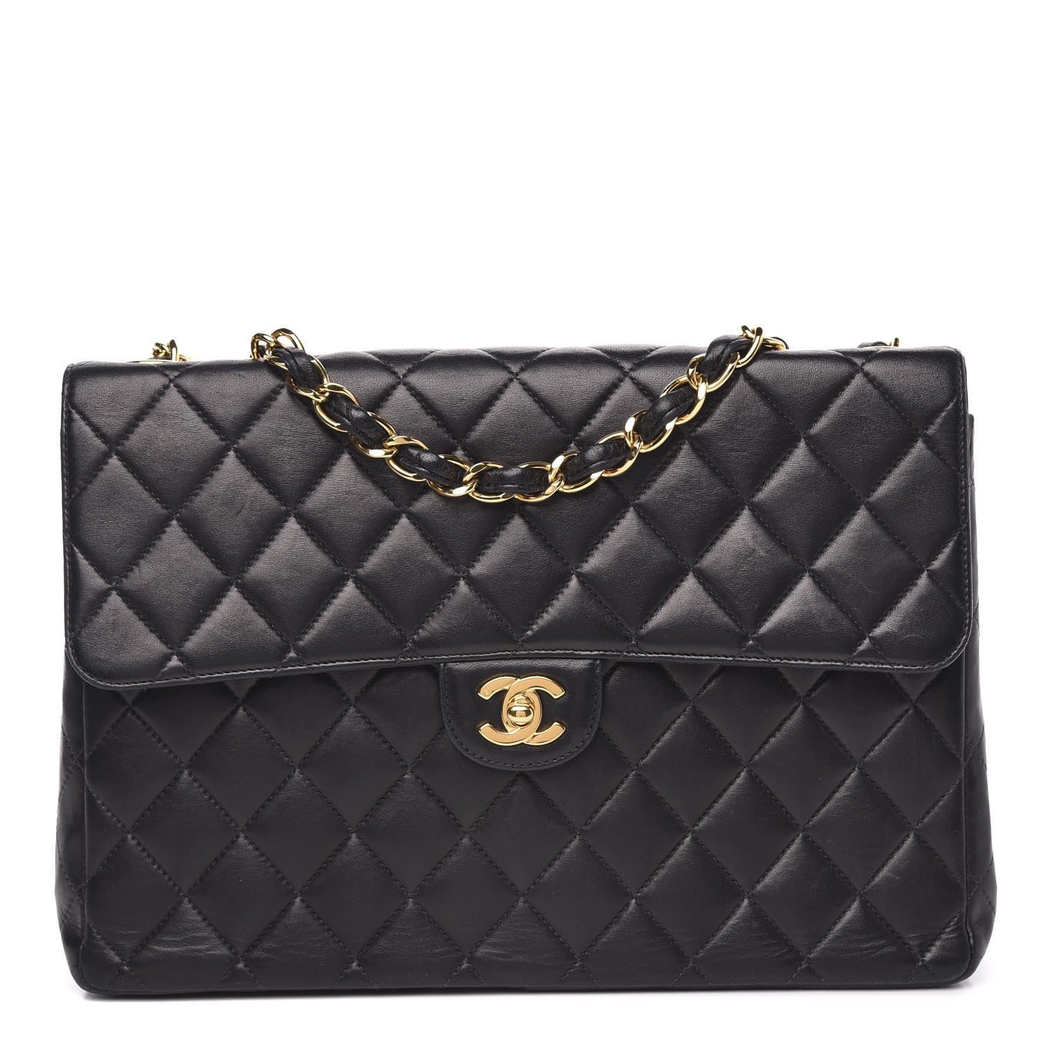 Chanel Lambskin Quilted Jumbo Single Flap Black 1 of 15