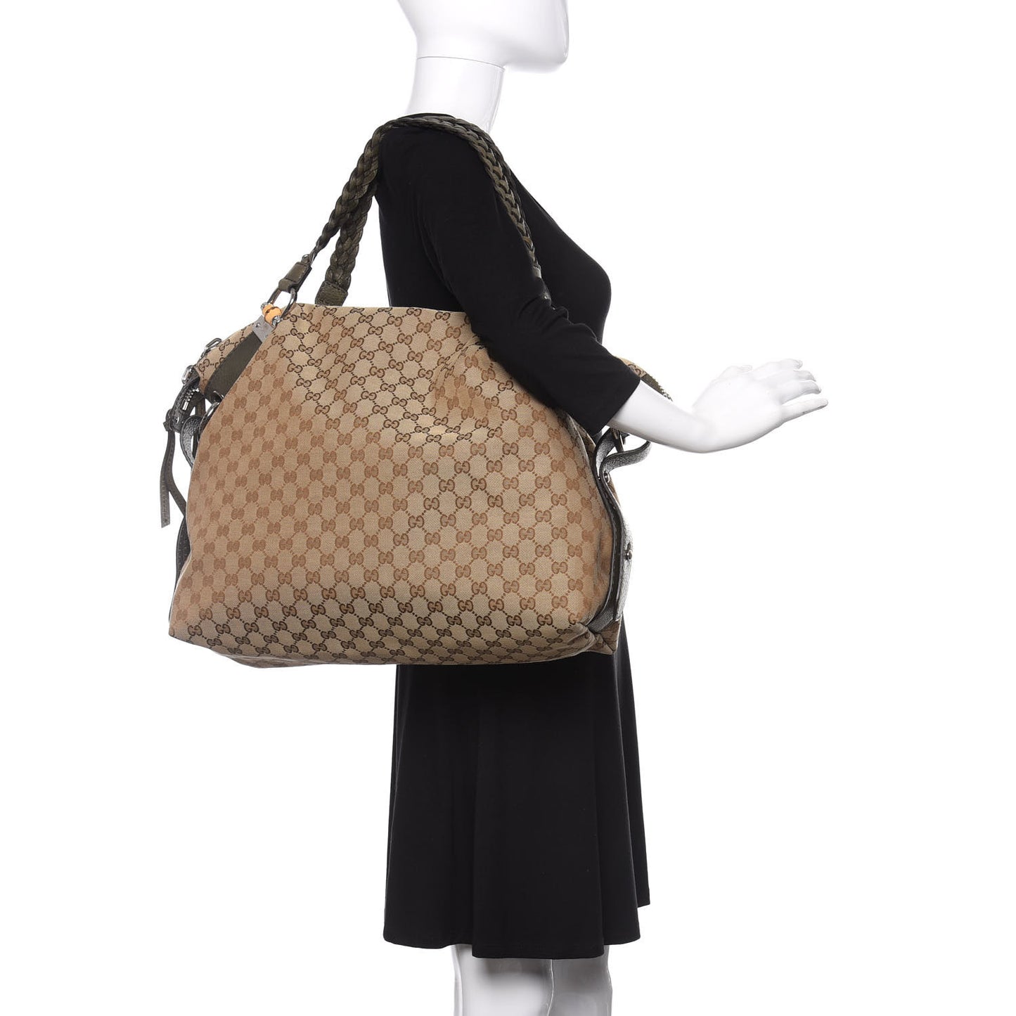Monogram Large Bamboo Bar Tassel Shoulder Bag Brown