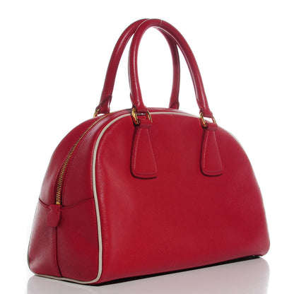 Prada Saffiano Lux Bowling Bag Fuoco Talco 3 of 10