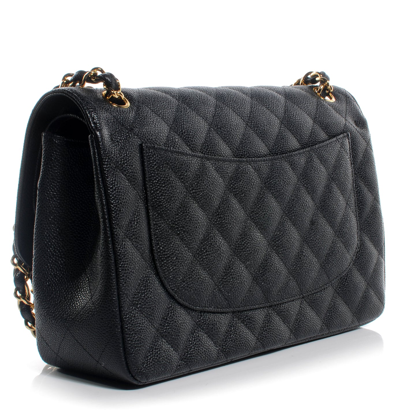 Caviar Quilted Jumbo Double Flap Black