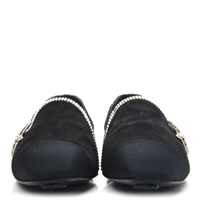 Chanel Suede Calfskin Grosgrain Crystal Star Mocassin Loafers 38 Black 3 of 9