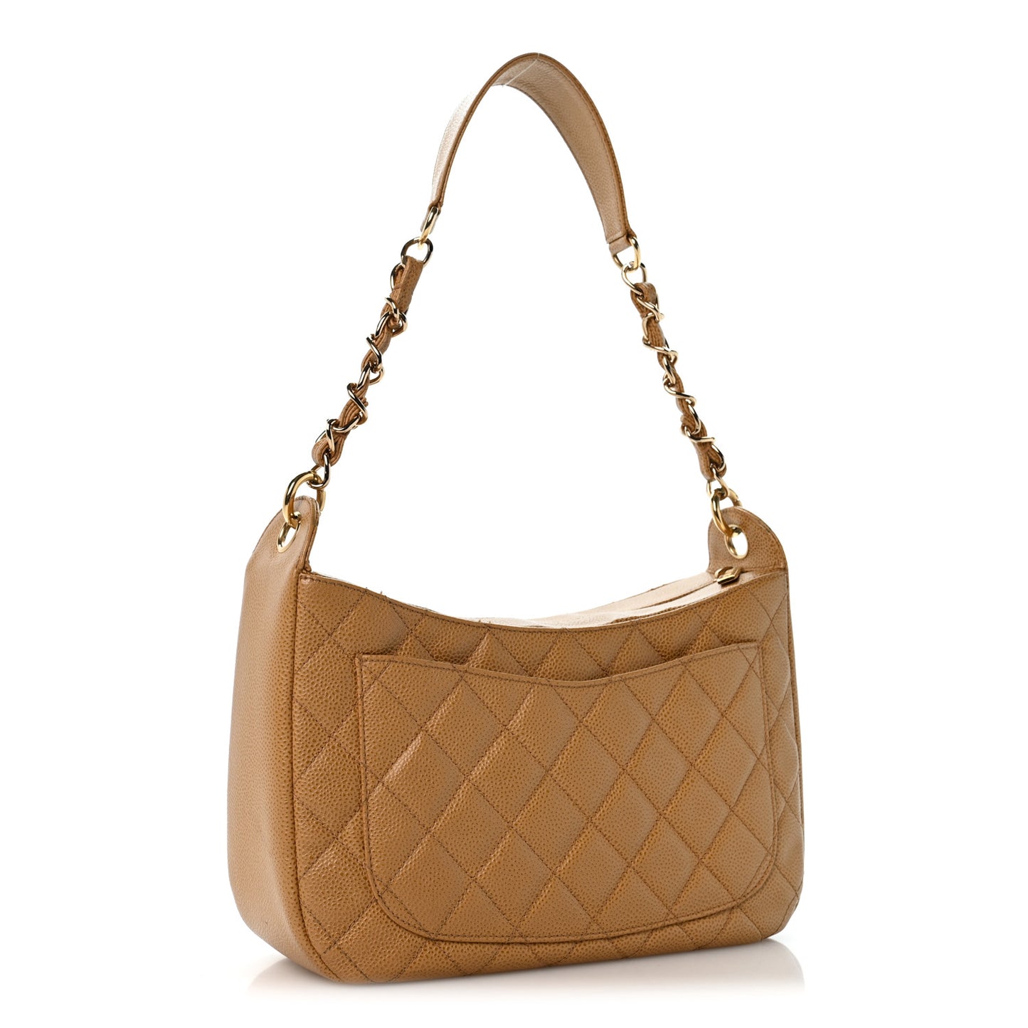 Caviar Quilted Timeless CC Shoulder Bag Beige