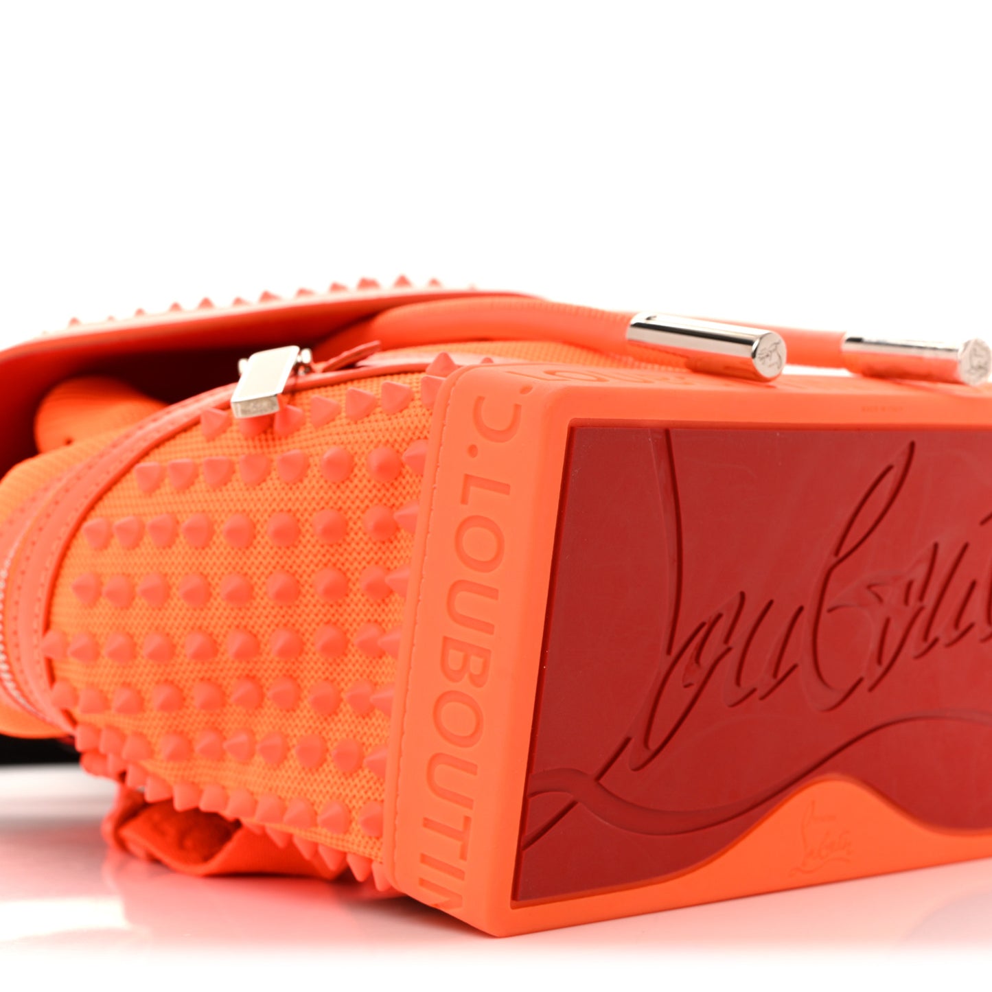 Calfskin Spiked Small Explorafunk Backpack Fluo Orange