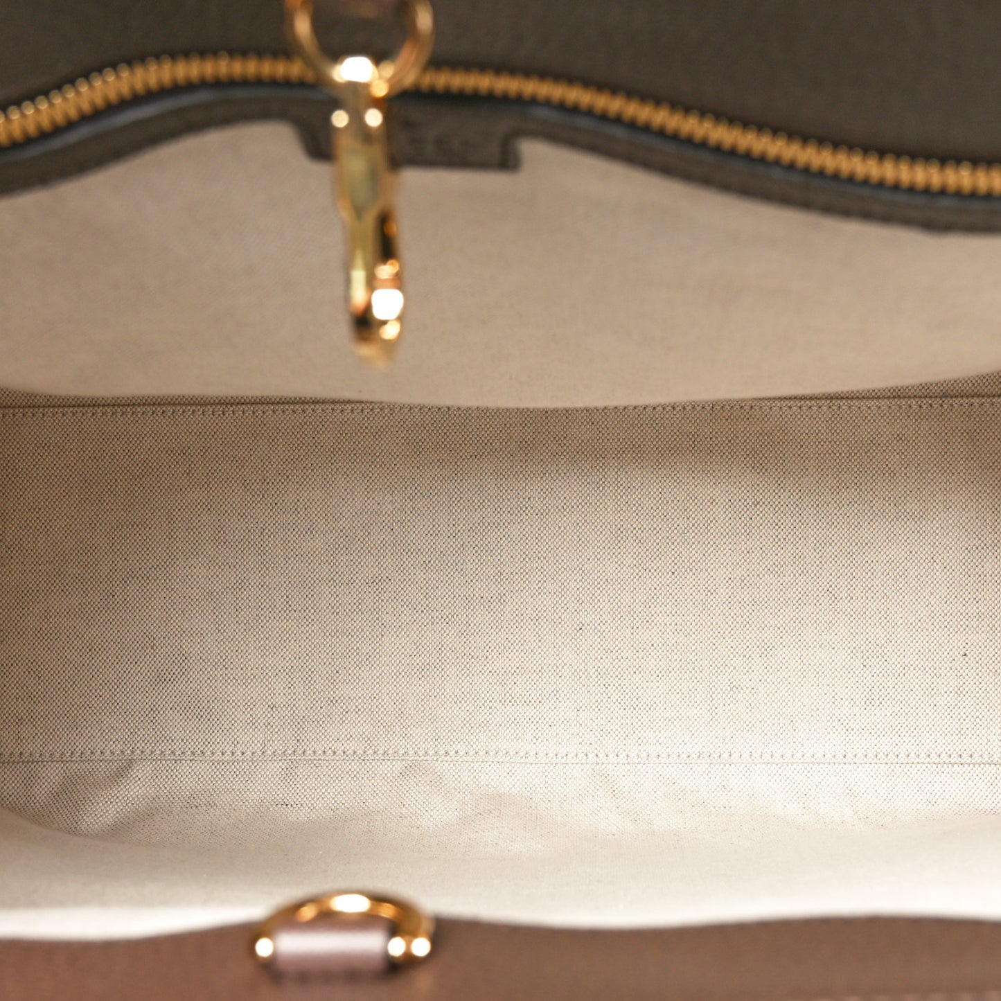 Monogram Jumbo GG Textured Dollar Calfskin Web Tote Bag Camel Ebony New Acero