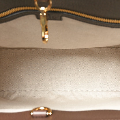 Gucci Monogram Jumbo GG Textured Dollar Calfskin Web Tote Bag Camel Ebony New Acero 5 of 11