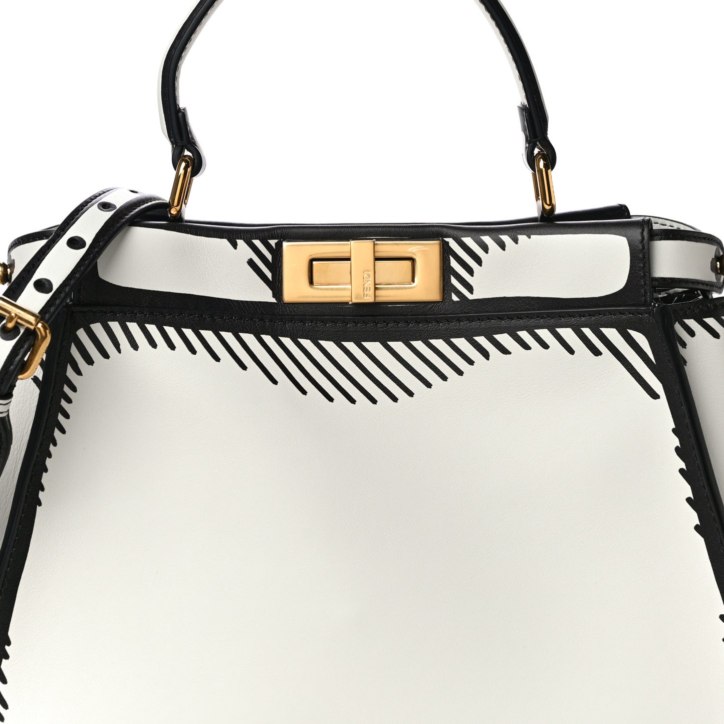 X JOSHUA VIDES Calfskin Medium Peekaboo Iconic Satchel White Black