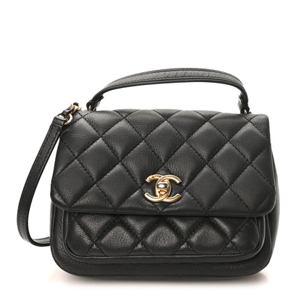 Chanel Calfskin Quilted Top Handle Flap Black 1 of 11