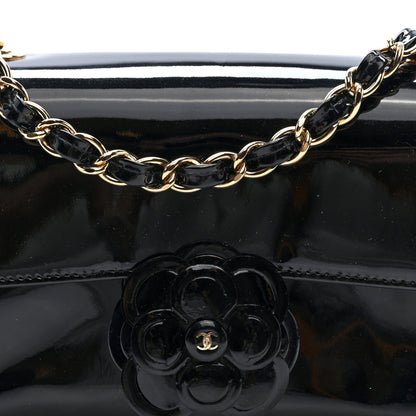 Chanel Patent Calfskin Small Camellia Flap Black 8 of 10