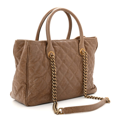 Chanel Glazed Caviar Quilted Small Shiva Tote Beige 3 of 10