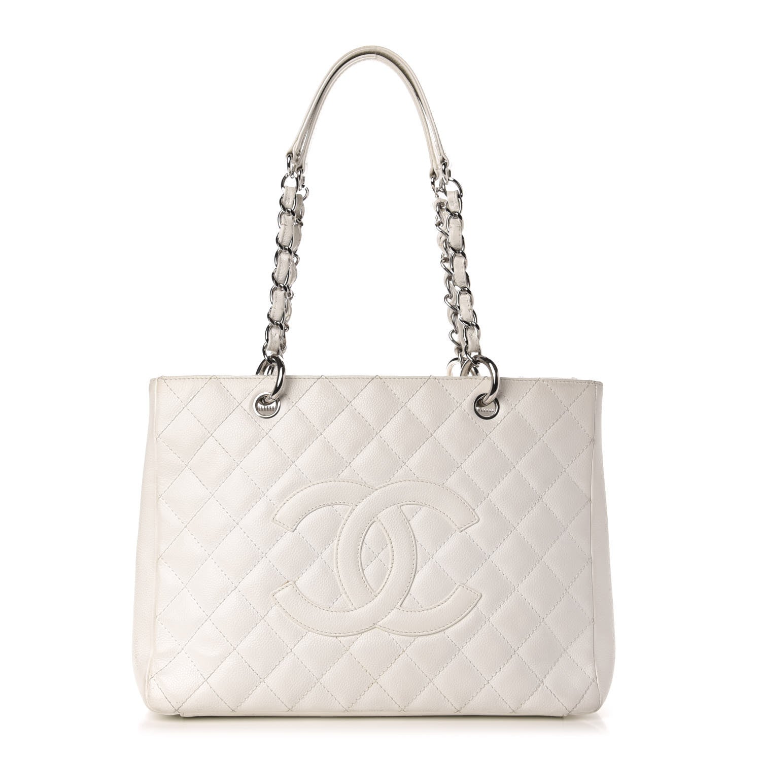 Chanel Caviar Quilted Grand Shopping Tote GST White 1 of 12