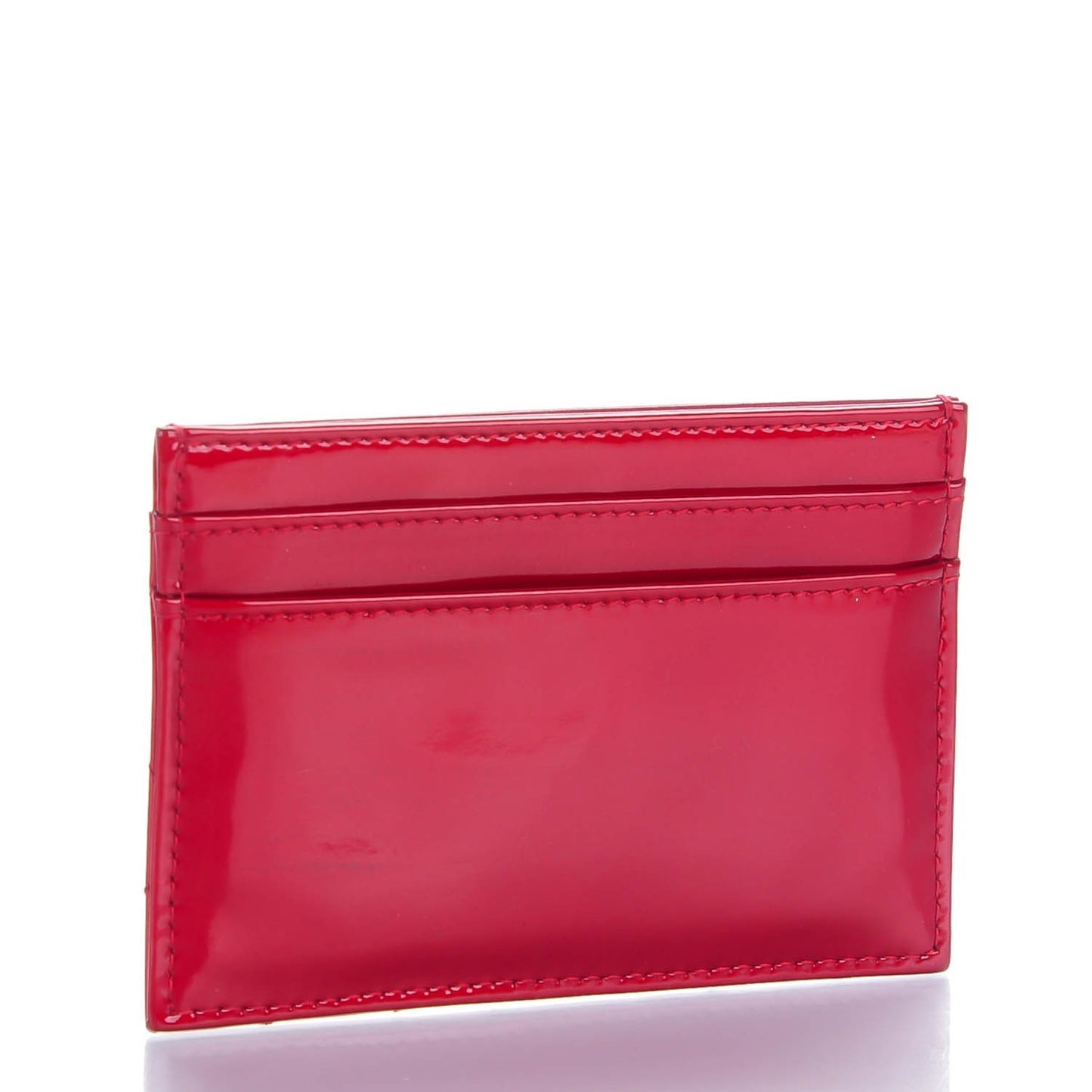 Patent Quilted Brilliant Card Holder Red