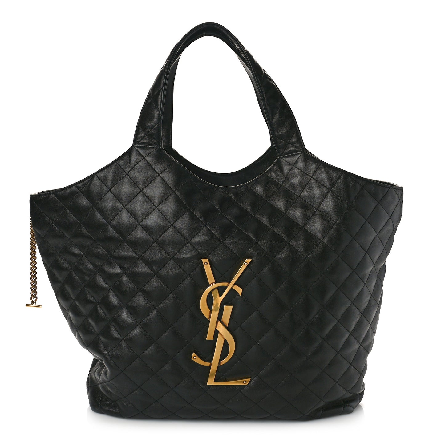 Lambskin Quilted Maxi Icare Shopping Tote Black