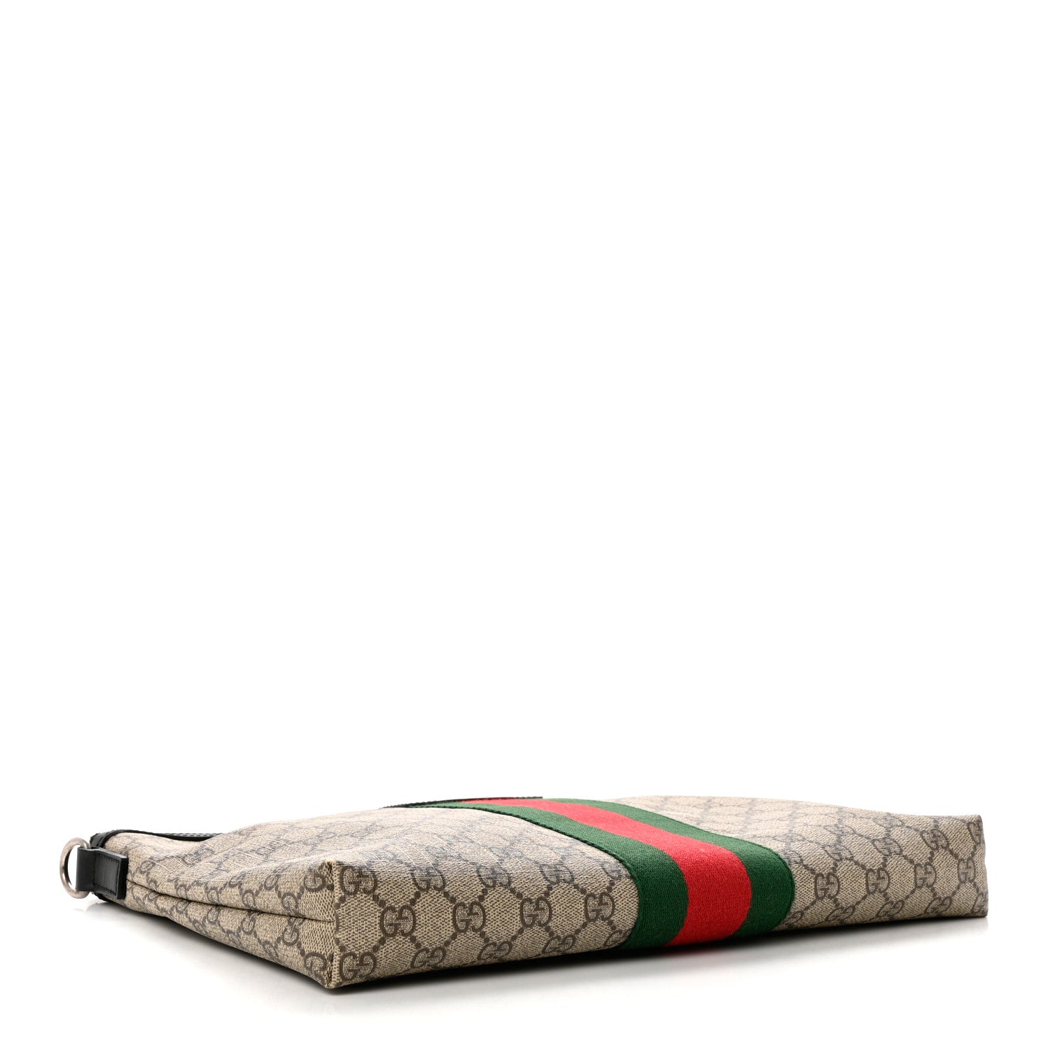 Gucci GG Supreme Monogram Calfskin Web Medium Flat Messenger Bag Beige Ebony Black 4 of 7