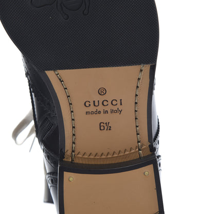Gucci Calfskin Mens Queercore Brogue Wingtip Boots 6.5 Black 6 of 8