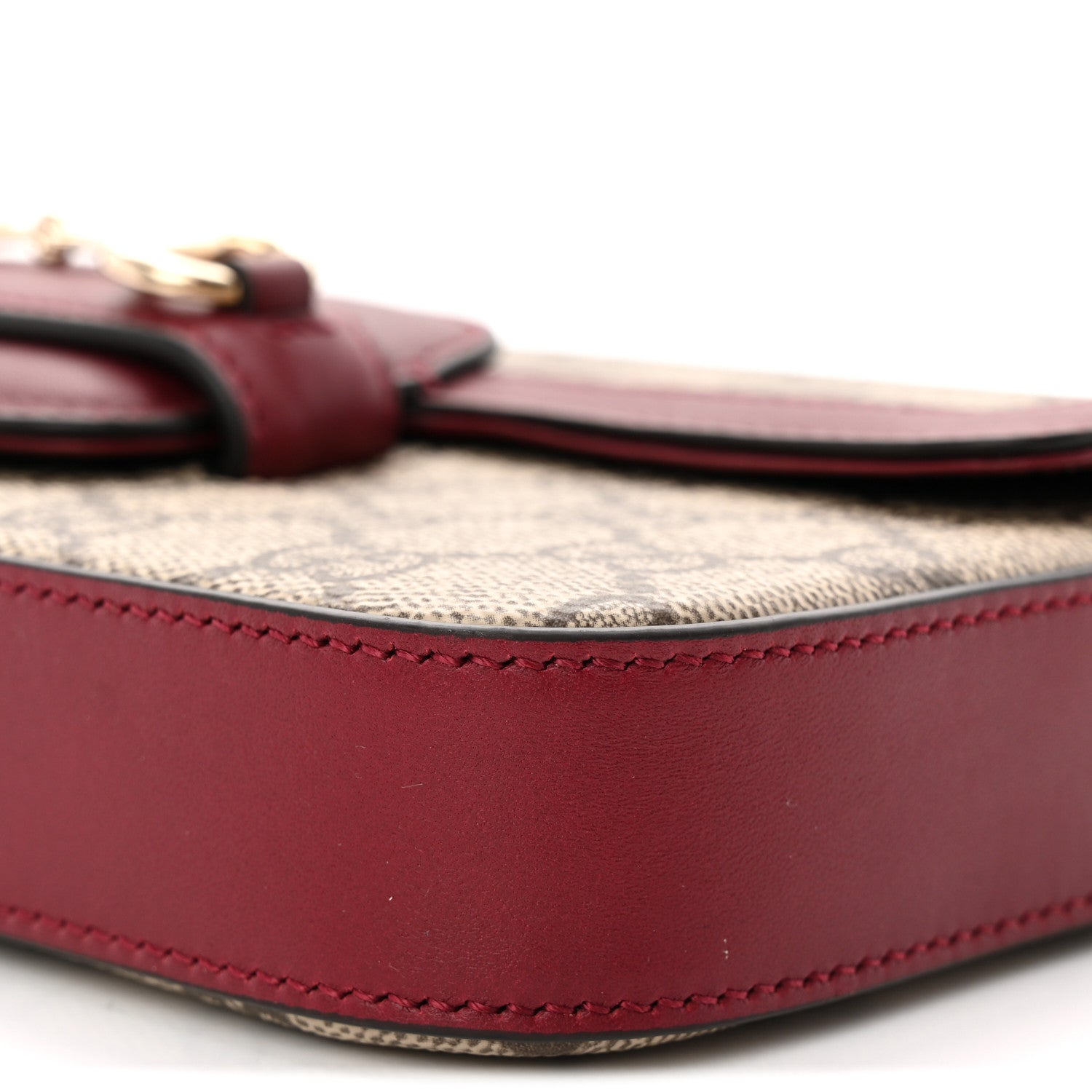 Gucci GG Supreme Monogram Azalea Calfskin Horsebit 1955 Mini Bag Beige Ebony Rosso Ancora 11 of 12
