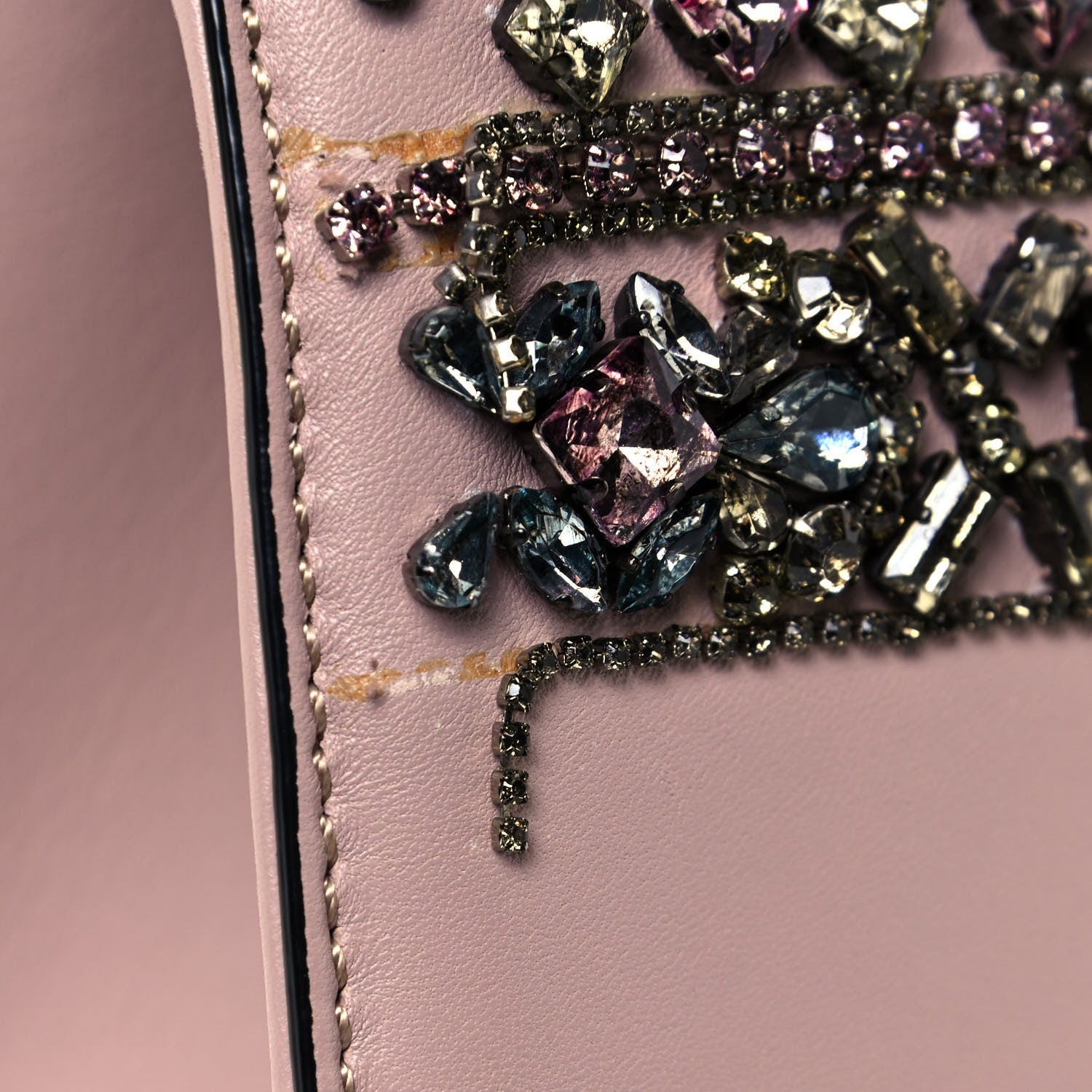 Valentino Garavani Vitello Crystal Embellished Medium Glam Lock Rockstud Flap Poudre 15 of 18