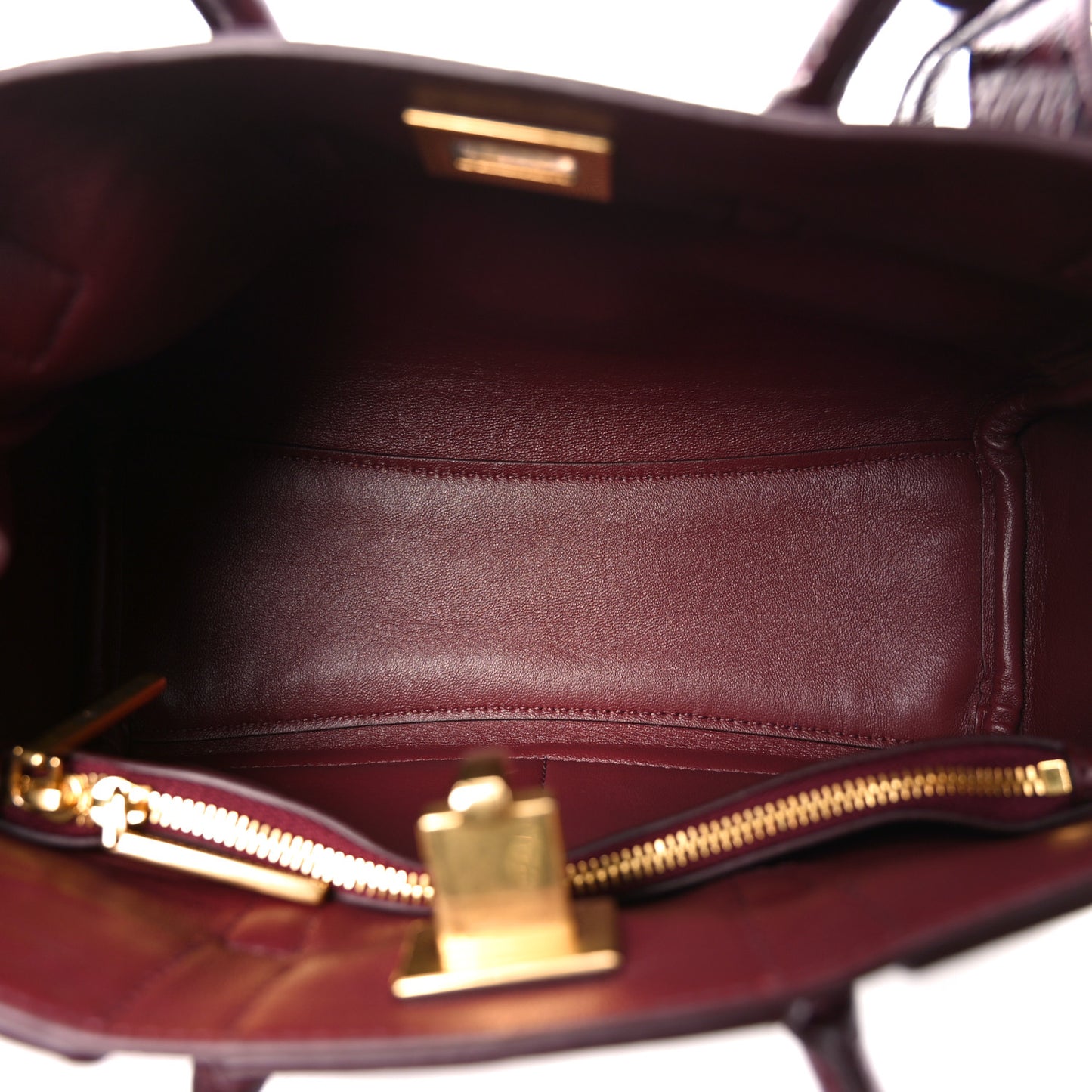 Calfskin Crocodile Embossed Mini Bel Air Carry All Bag Dark Burgundy