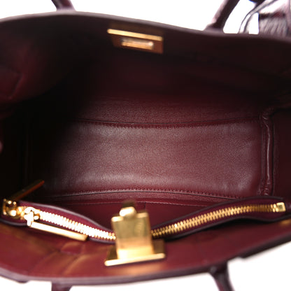 Balenciaga Calfskin Crocodile Embossed Mini Bel Air Carry All Bag Dark Burgundy 5 of 9