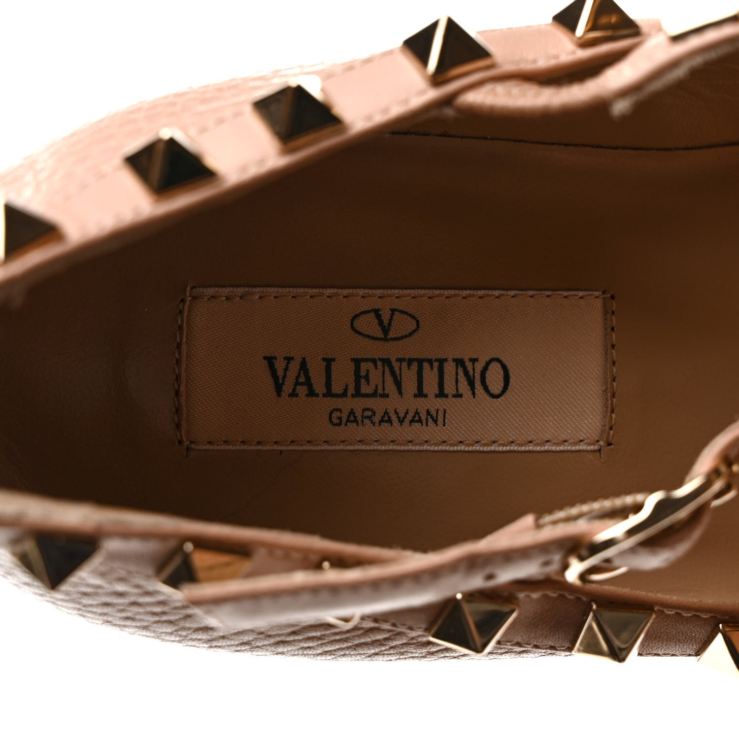 Valentino Garavani Pebbled Calfskin Rockstud Cage Ballerina Flats 36 Skin Sorbet 7 of 8