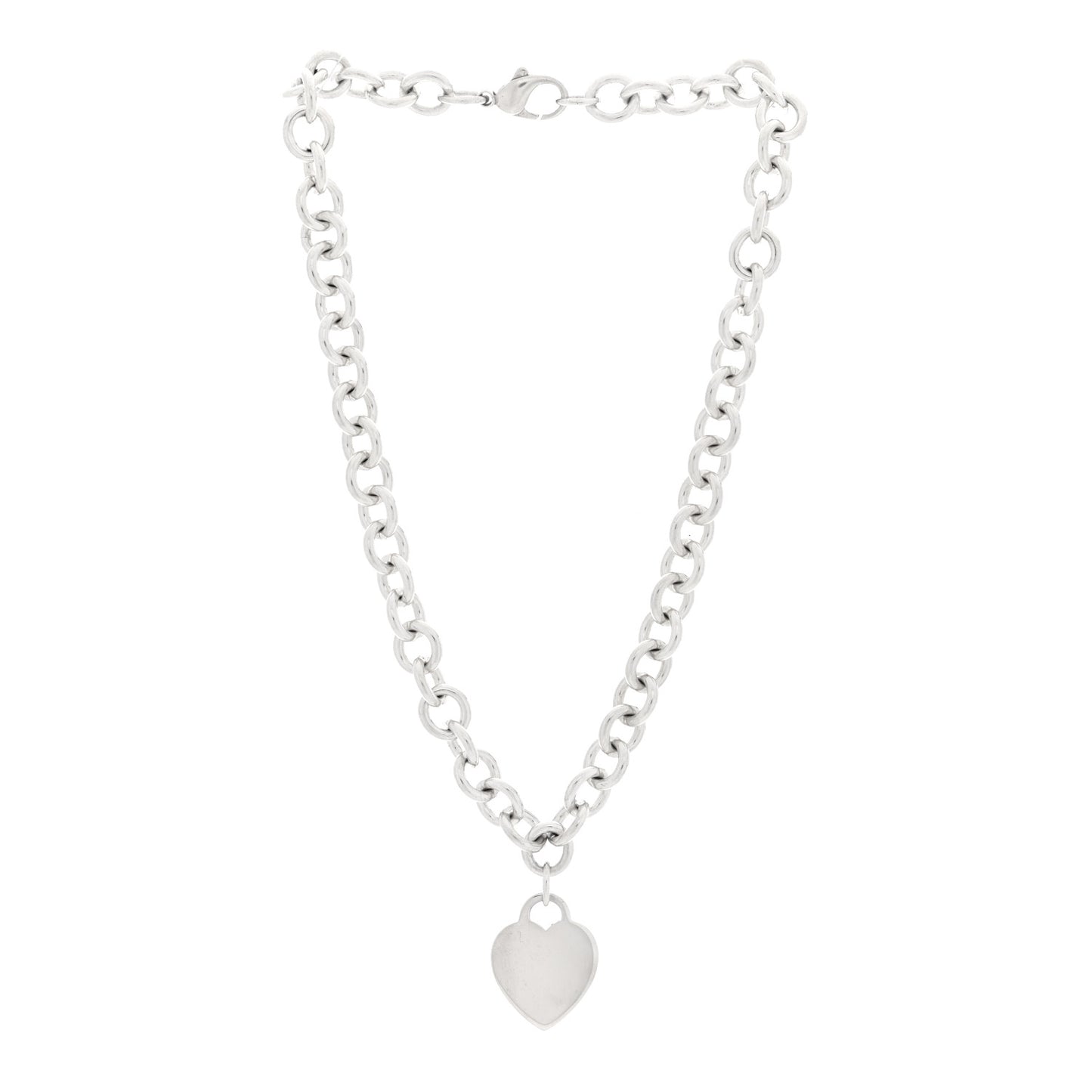 Sterling Silver Heart Tag Pendant Necklace