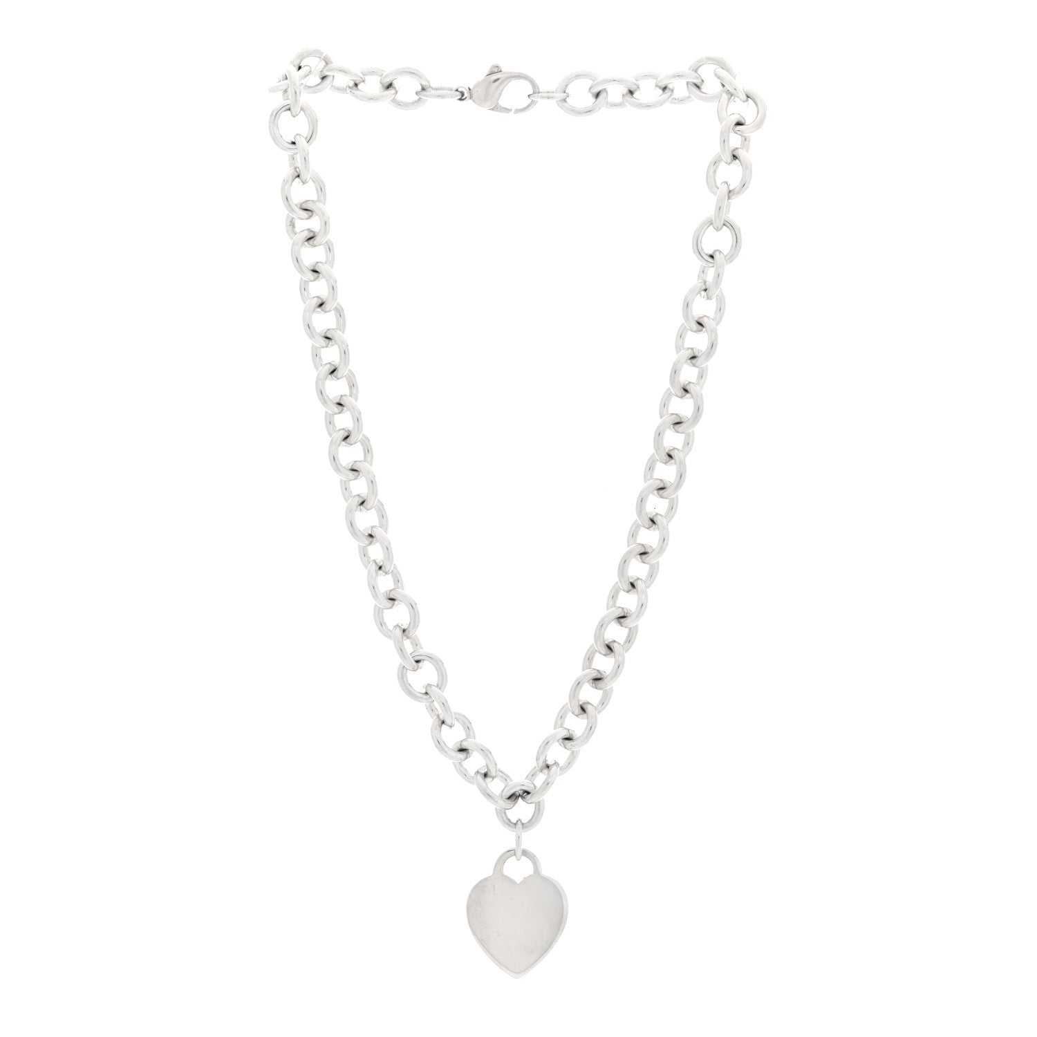 Tiffany Sterling Silver Heart Tag Pendant Necklace 3 of 5