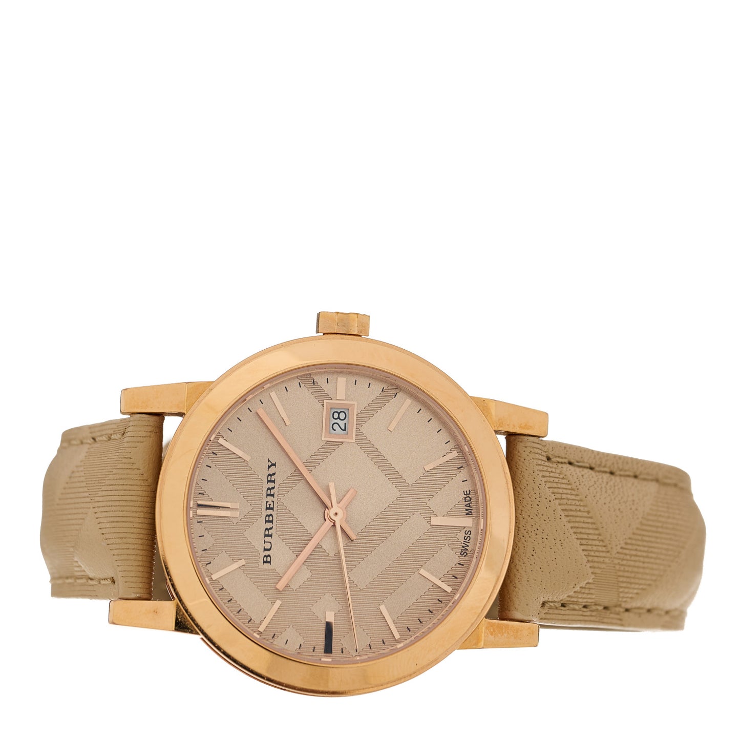Stainless Steel Calfskin 34mm The City Quartz Watch Beige BU9154