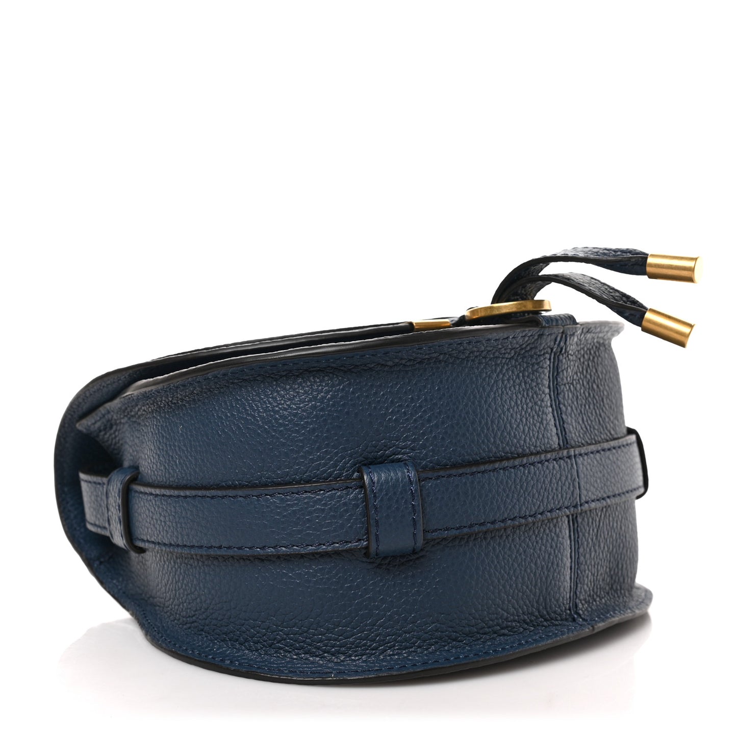 Grained Calfskin Small Marcie Saddle Bag Navy