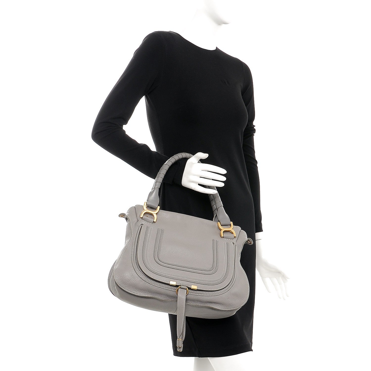 Chloe Calfskin Medium Marcie Satchel Cashmere Grey 3 of 13