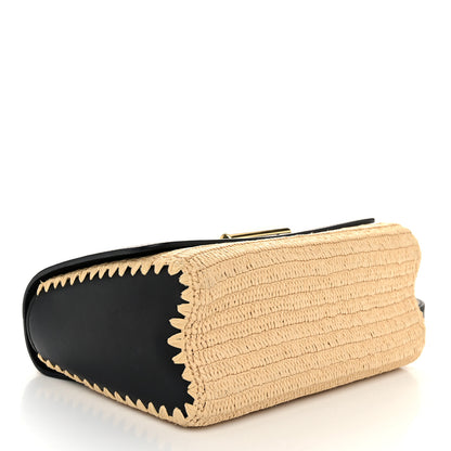 Louis Vuitton Calfskin Raffia Twist Shoulder Bag MM Black 4 of 9